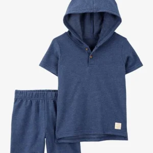 CARTERS BEBE NIÑO CONJ. DE SHORT NAVY HENLEY HOODED 2PK